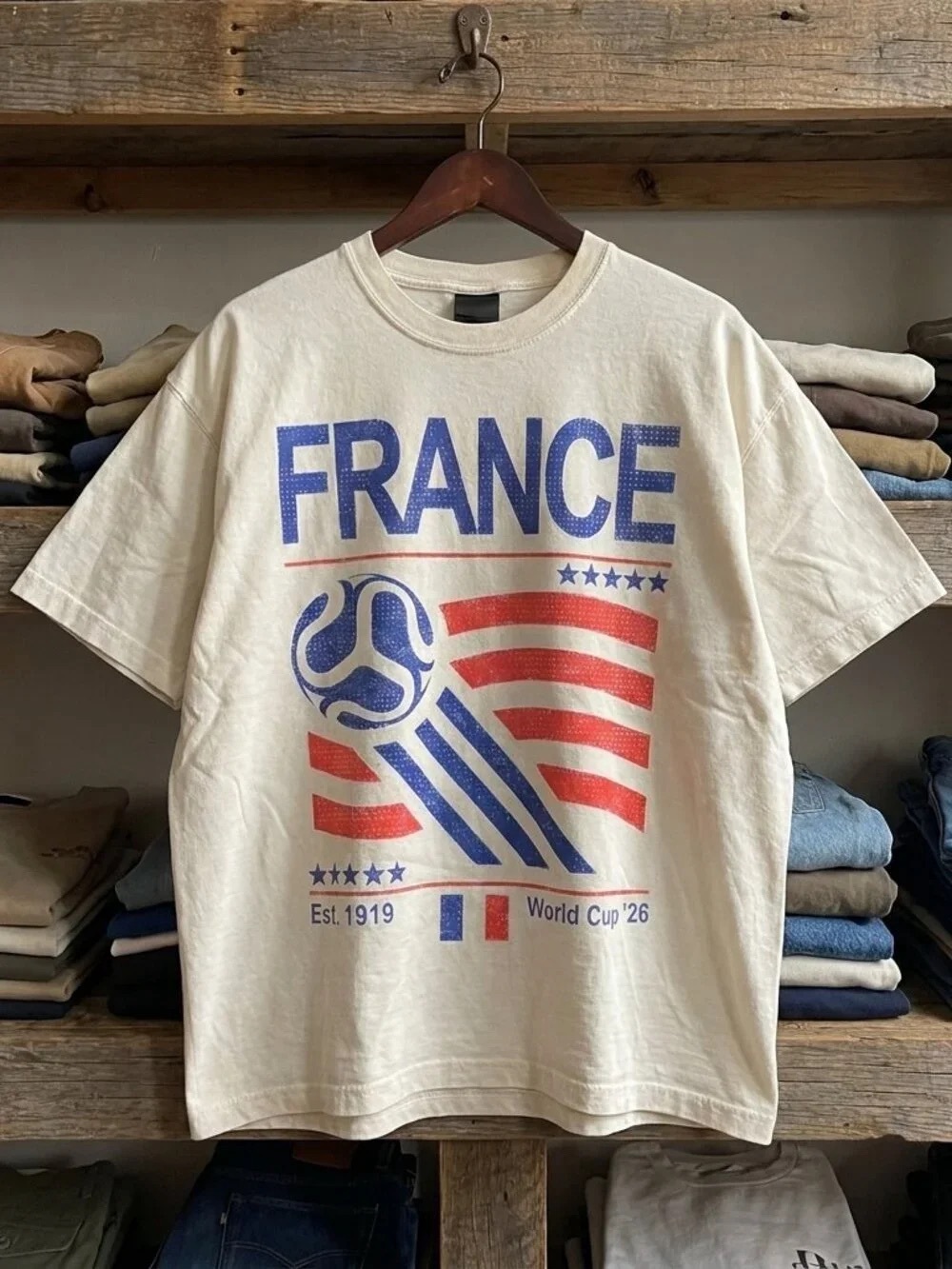 Vintage France Soccer World T-SHIRT WHITE OFF